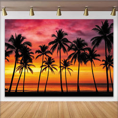 Lofaris Toile de fond de photographie coucher de soleil tropical avec palmiers, magnifique arrière-plan de plage pour studio photo