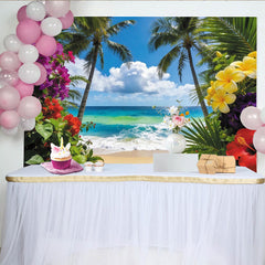 Lofaris Toile de fond de photographie plage tropicale et palmiers luxuriants, magnifique arrière-plan estival pour studio photo