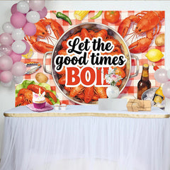 Lofaris Toile de fond pour fête d'écrevisses et homards avec motif vichy rouge, arrière-plan festif pour barbecue d'été et célébration