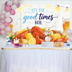 Lofaris Toile de fond pour fête fruits de mer avec homards maïs et lumières, décor estival pour studio photo et célébration