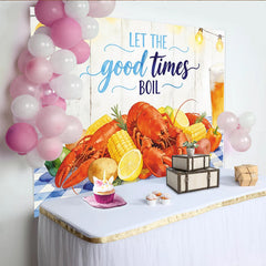 Lofaris Toile de fond pour fête fruits de mer avec homards maïs et lumières, décor estival pour studio photo et célébration