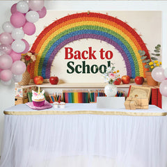 Lofaris Arc-en-ciel coloré et fournitures scolaires pour la rentrée scolaire, décor éducatif pour studio photo ou salle de classe