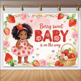 Lofaris Toile de fond pour baby shower fraise et roses, arrière-plan mignon pour bébé fille, décoration de fête prénatale