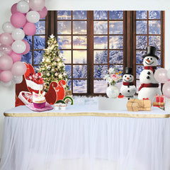 Lofaris Toile de fond de Noël avec sapin illuminé, traîneau et cadeaux, magnifique décor d'hiver pour studio et fête de fin d'année