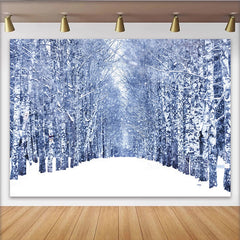 Lofaris Toile de fond de photographie paysage hivernal, bouleaux enneigés et chemin blanc, parfait arrière-plan pour studio photo et portraits