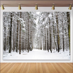 Lofaris Toile de fond de photographie paysage d'hiver forêt enneigée dense, magnifique arrière-plan pour portrait et studio photo