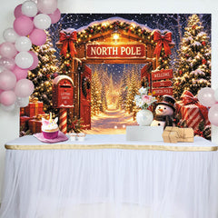 Lofaris Toile de fond de Noël pôle nord enneigé avec bonhomme de neige, décor féerique pour séance photo et fête hivernale