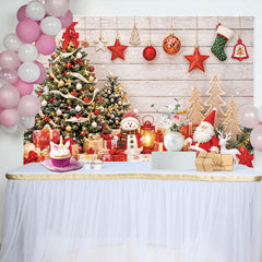 Lofaris Toile de fond de Noël avec sapins illuminés et cadeaux, décor festif d'hiver pour studio photo ou fête de famille