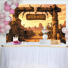 Lofaris Toile de fond de photographie Far West avec arche en bois et désert, magnifique arrière-plan rustique pour studio photo