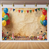 Lofaris Toile de fond pour anniversaire vintage avec ballons colorés, magnifique décor de fête pour studio photo et célébrations