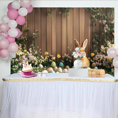 Lofaris Toile de fond de Pâques avec lapin mignon et œufs colorés, magnifique arrière-plan printanier pour studio photo et fête