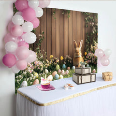 Lofaris Toile de fond de Pâques avec lapin mignon et œufs colorés, magnifique arrière-plan printanier pour studio photo et fête