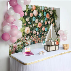 Lofaris Toile de fond de photographie jardin féerique et tente tipi, décor floral printanier pour studio photo enfants