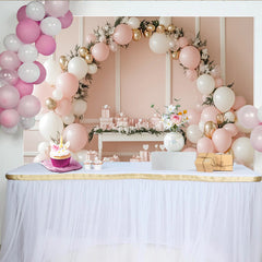 Lofaris Toile de fond pour anniversaire ballons roses et or et verdure, magnifique arrière-plan de célébration pour séance photo