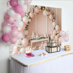 Lofaris Toile de fond pour anniversaire ballons roses et or et verdure, magnifique arrière-plan de célébration pour séance photo