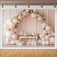 Lofaris Toile de fond pour anniversaire ballons roses et or et verdure, magnifique arrière-plan de célébration pour séance photo