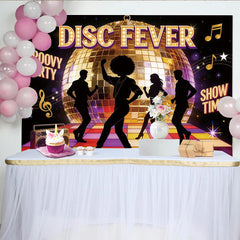 Lofaris Toile de fond de photographie disco rétro pour soirée groovy, décor de fête avec boule à facettes et silhouettes de danseurs
