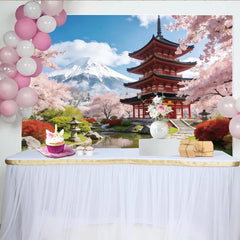 Lofaris Toile de fond de photographie paysage japonais, cerisiers en fleurs, arrière-plan de printemps pour studio photo