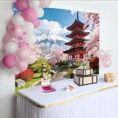 Lofaris Toile de fond de photographie paysage japonais, cerisiers en fleurs, arrière-plan de printemps pour studio photo