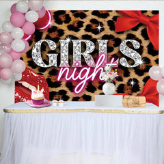 Lofaris Toile de fond pour anniversaire soirée entre filles léopard et diamants, décor glamour pour photomaton et fête des femmes