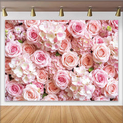 Lofaris Toile de fond de photographie florale rose avec hortensias, élégant décor pour studio photo et événement romantique