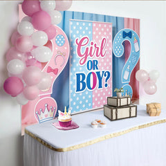 Lofaris Toile de fond pour baby shower fille ou garçon à pois rose et bleu, décor festif avec biberons et couronnes pour studio photo