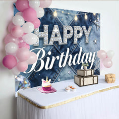 Lofaris Toile de fond anniversaire en jean avec diamants et lumières, magnifique décor de fête étincelant pour célébration et séance photo