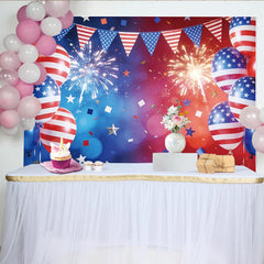 Lofaris Toile de fond pour le Jour de l'Indépendance avec ballons et étoiles, décor vibrant patriotique pour fête et célébration
