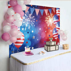 Lofaris Toile de fond pour le Jour de l'Indépendance avec ballons et étoiles, décor vibrant patriotique pour fête et célébration