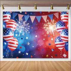 Lofaris Toile de fond pour le Jour de l'Indépendance avec ballons et étoiles, décor vibrant patriotique pour fête et célébration
