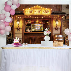 Lofaris Toile de fond de photographie bar western avec chapeau et bottes, rustique arrière-plan de saloon pour studio photo et fête à thème