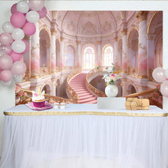 Lofaris Magnifique escalier de palais rose et or pour photographie, élégant décor de luxe pour studio photo