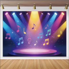 Lofaris Lumières vives et notes colorées, toile de fond de photographie de fête musicale, décor de scène étincelant pour studio photo