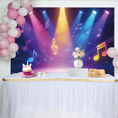 Lofaris Toile de fond scène musicale lumières colorées et notes, arrière-plan de photographie pour fête et studio photo