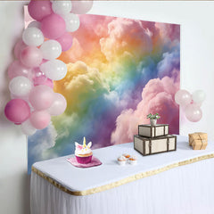 Lofaris Toile de fond de photographie nuages pastel arc-en-ciel, arrière-plan artistique et onirique pour portrait et studio