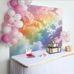 Lofaris Toile de fond de photographie nuages arc-en-ciel pastel et rêveurs, magnifique arrière-plan pour studio photo et portrait