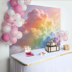 Lofaris Toile de fond de photographie nuages arc-en-ciel pastel et oniriques, magnifique arrière-plan aux couleurs douces pour studio photo