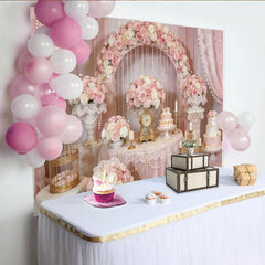 Lofaris Toile de fond de photographie florale élégante roses et perles, magnifique décor romantique pour studio photo et célébration