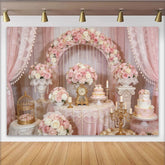 Lofaris Toile de fond de photographie florale élégante roses et perles, magnifique décor romantique pour studio photo et célébration