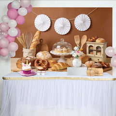 Lofaris Toile de fond de photographie boulangerie rustique avec pain et pâtisseries, arrière-plan chaleureux pour studio photo