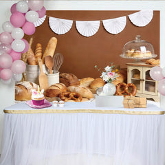 Lofaris Toile de fond de photographie thème boulangerie rustique avec pain et bretzels, magnifique arrière-plan pour studio photo culinaire