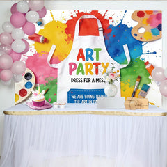 Lofaris Toile de fond pour anniversaire thème peinture colorée avec éclaboussures, magnifique décor de fête d'art pour studio photo