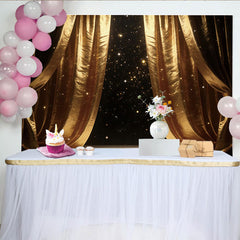Lofaris Toile de fond de photographie rideaux dorés et paillettes scintillantes, élégant décor de scène pour studio photo professionnel