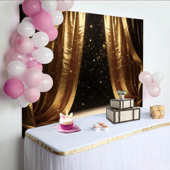 Lofaris Toile de fond de photographie rideaux dorés et paillettes scintillantes, élégant décor de scène pour studio photo professionnel