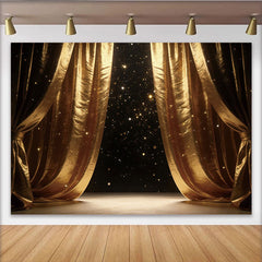 Lofaris Toile de fond de photographie rideaux dorés et paillettes scintillantes, élégant décor de scène pour studio photo professionnel