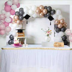 Lofaris Arche de ballons blanche grise et or rose pour la remise des diplômes, décor de fête élégant pour studio photo