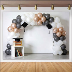 Lofaris Arche de ballons blanche grise et or rose pour la remise des diplômes, décor de fête élégant pour studio photo