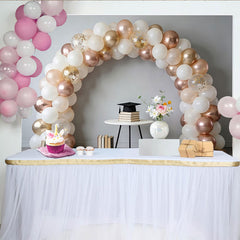 Lofaris Arche de ballons blanche et or rose pour la remise des diplômes, élégant arrière-plan de photographie avec confettis et livres