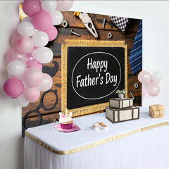 Lofaris Toile de fond en bois pour la Fête des Pères avec outils et cravate, décor de studio photo pour célébration paternelle