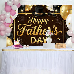 Lofaris Toile de fond pour la fête des pères avec ballons noirs et or, élégant décor de studio photo pour célébration